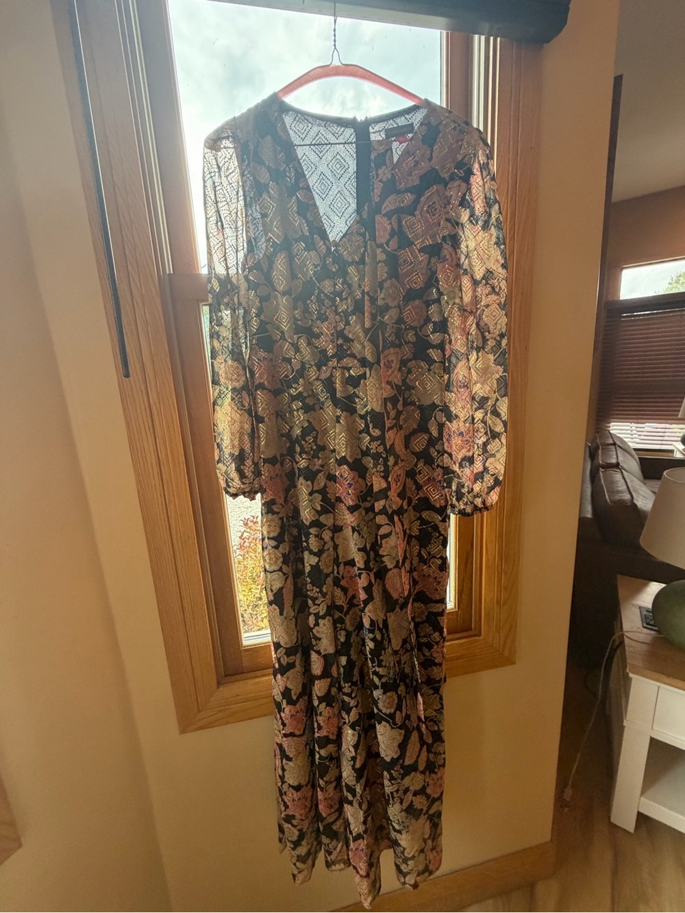 Vince Camuto Black Floral Jumpsuit with Pink & Cream Accents